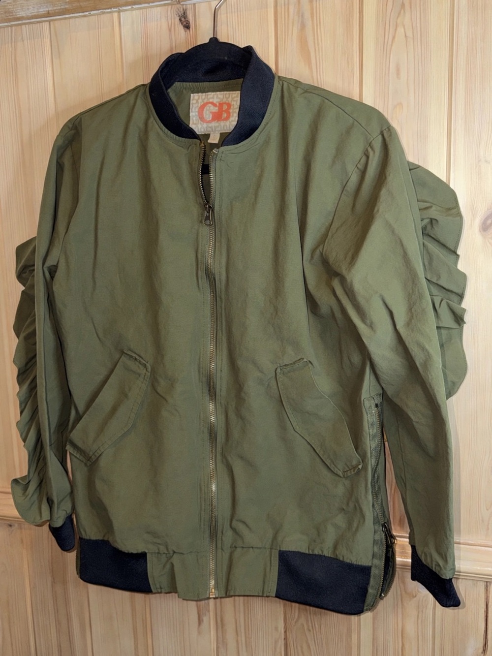 Gianni Bini Olive & Black Bomber Jacket